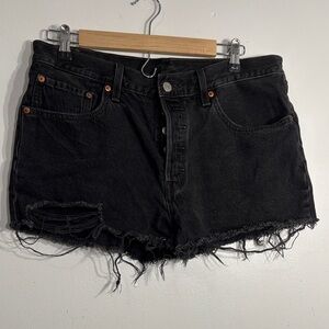 Black Distressed Levi's 501 Denim Women's Shorts